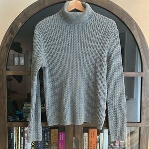 Ralph Lauren Cable Knit Turtleneck Gray Sweater Size XL